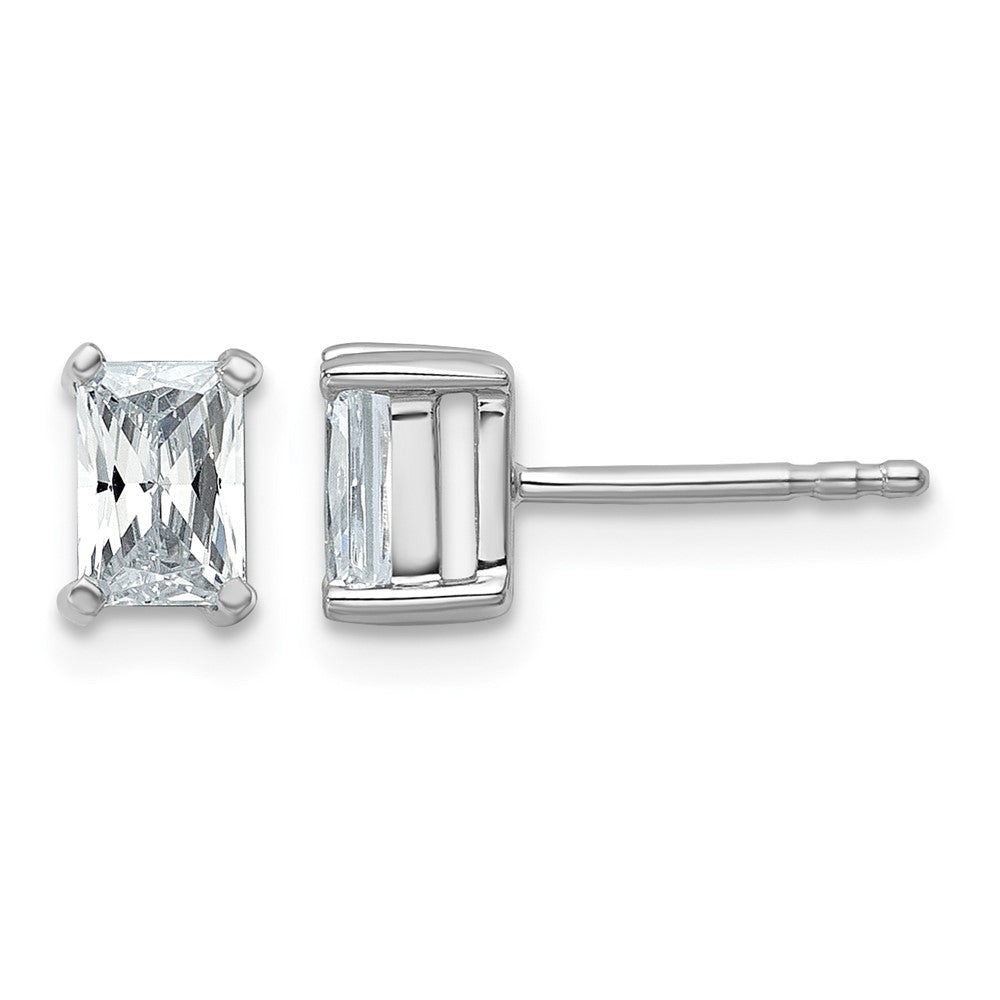 14kw 1ct Cert Lab Grown Dia VS/SI+ G+ Radiant Comp 4 Prong Stud Earrings