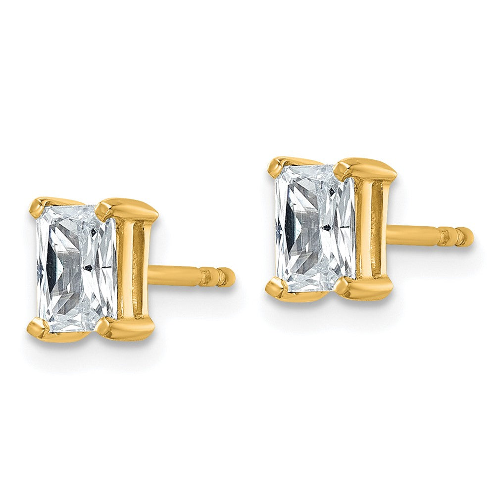 14ky 1ct Cert Lab Grown Dia VS/SI+ G+ Radiant Comp 4 Prong Stud Earrings