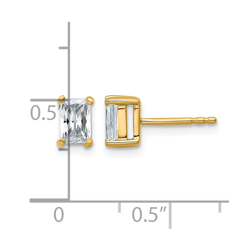 14ky 1ct Cert Lab Grown Dia VS/SI+ G+ Radiant Comp 4 Prong Stud Earrings