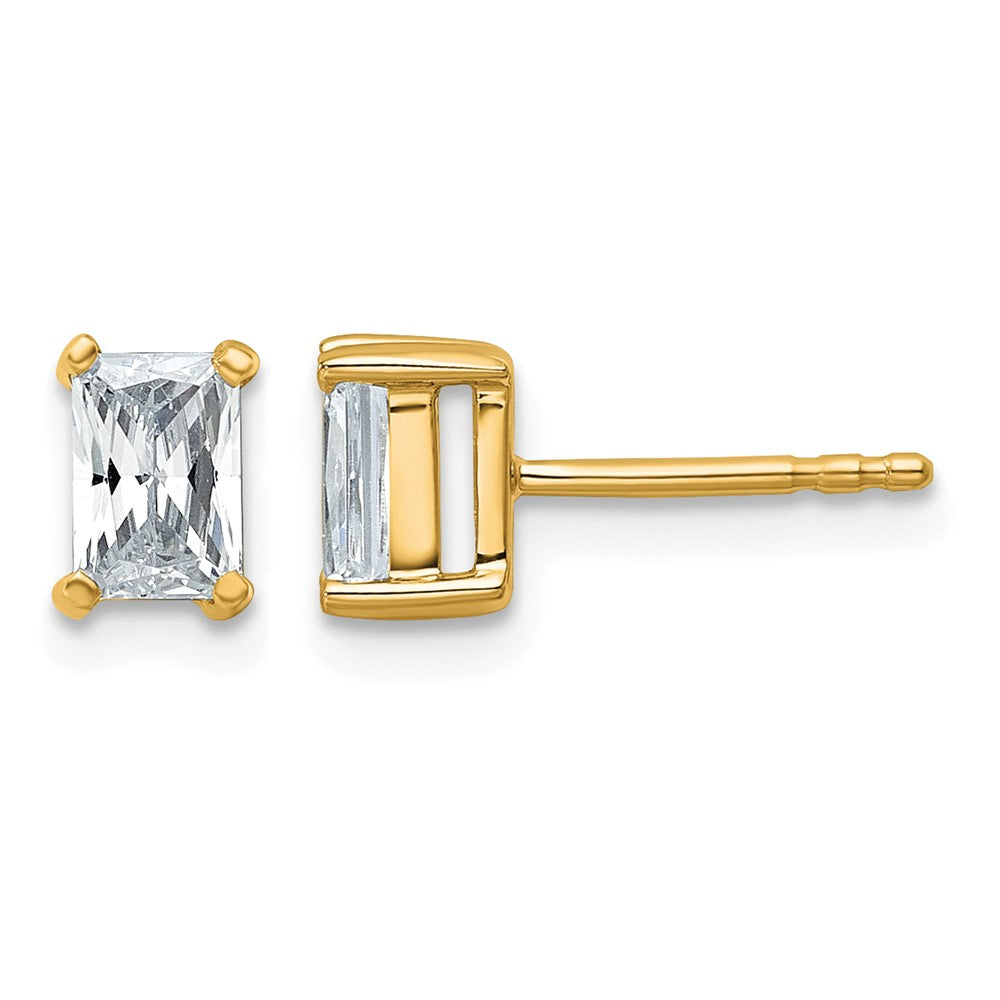 14ky 1ct Cert Lab Grown Dia VS/SI+ G+ Radiant Comp 4 Prong Stud Earrings