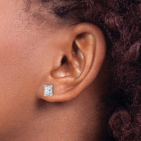 14kw 1 1/2ct Cert Lab Grown Dia VS/SI+ G+ Radiant Comp 4 Prong Stud Earring