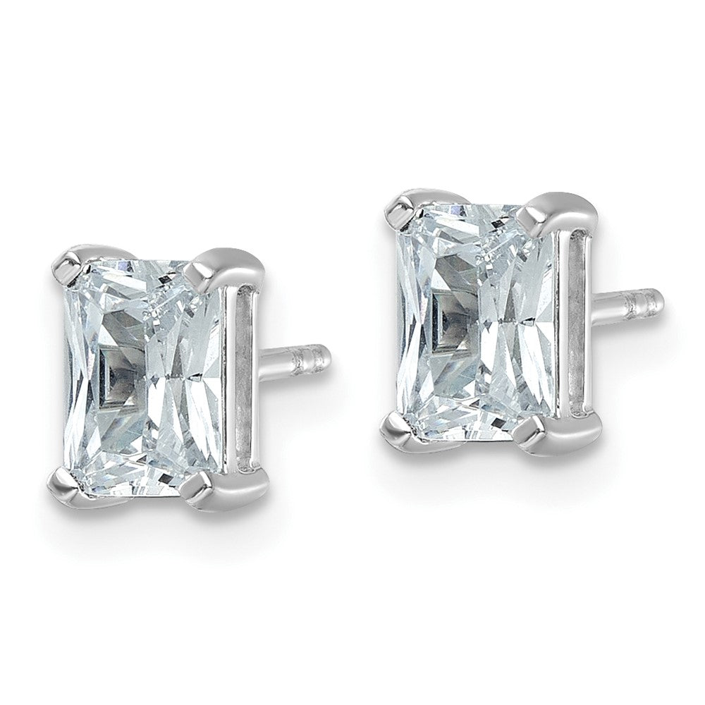 14kw 2ct Cert Lab Grown Dia VS+ F+ Radiant Comp 4 Prong Stud Earrings