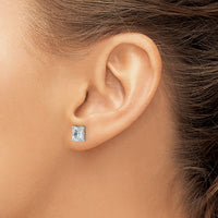 14kw 2ct Cert Lab Grown Dia VS+ F+ Radiant Comp 4 Prong Stud Earrings