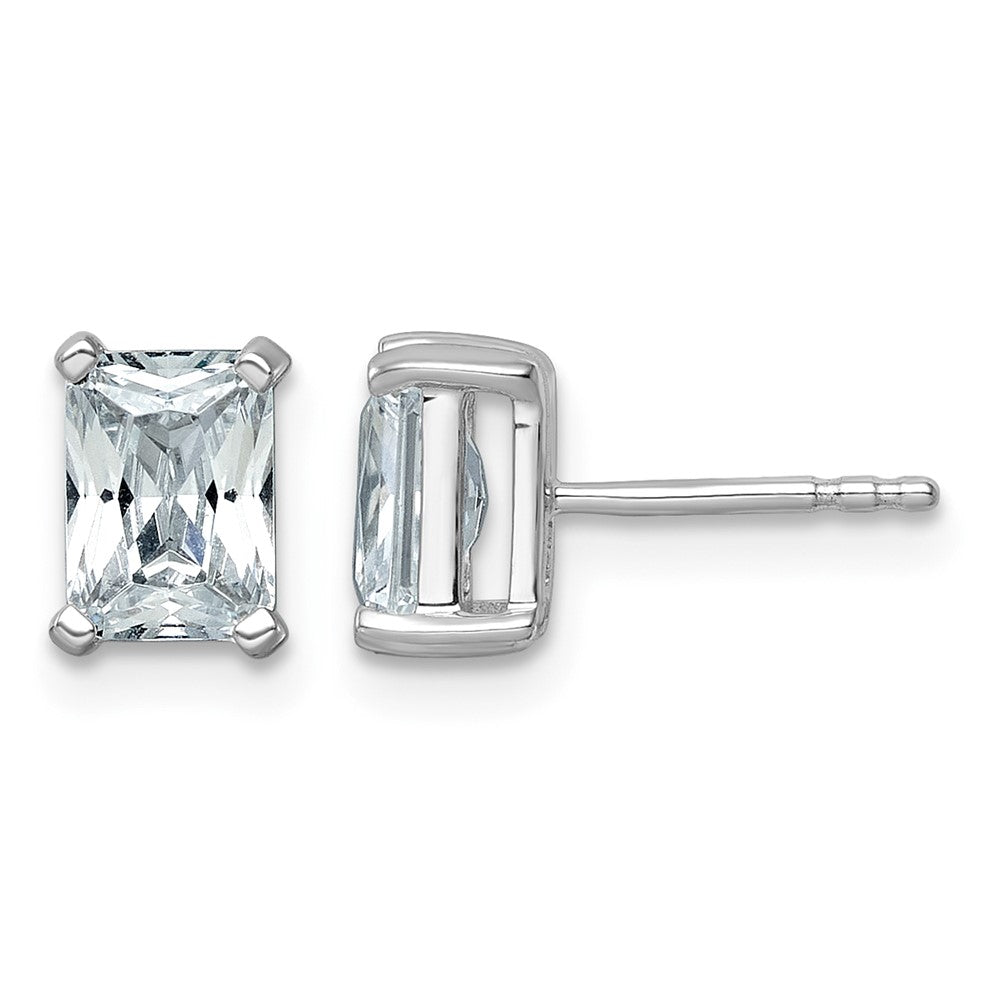 14kw 2ct Cert Lab Grown Dia VS+ F+ Radiant Comp 4 Prong Stud Earrings
