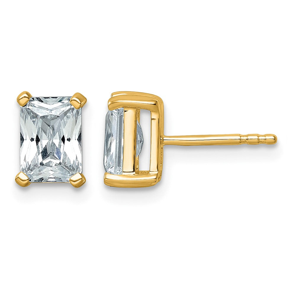 14ky 2ct Cert Lab Grown Dia VS/SI+ G+ Radiant Comp 4 Prong Stud Earrings