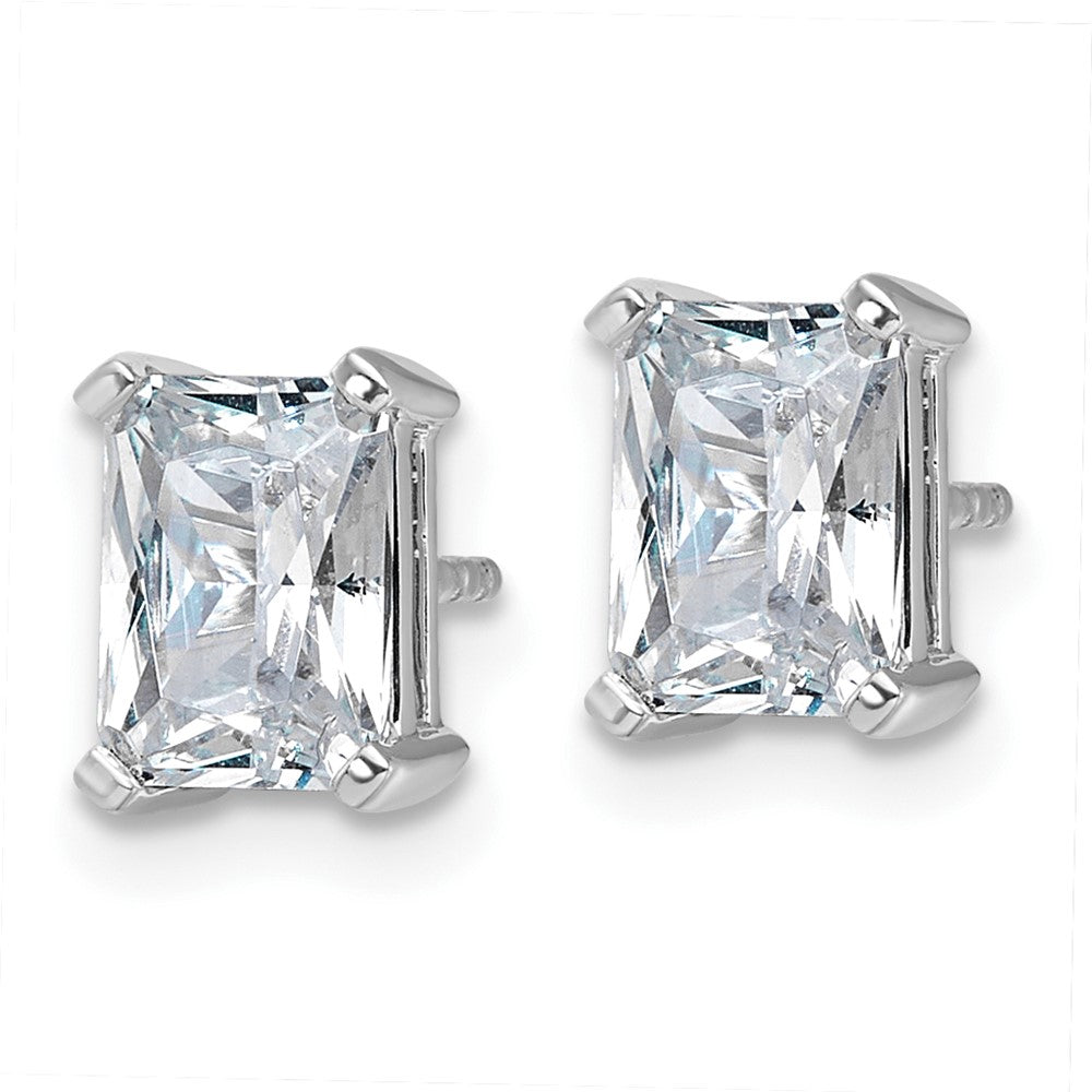 14kw 3ct Lab Grown Diamond VS+ F+ Radiant Comp 4 Prong Stud Earrings