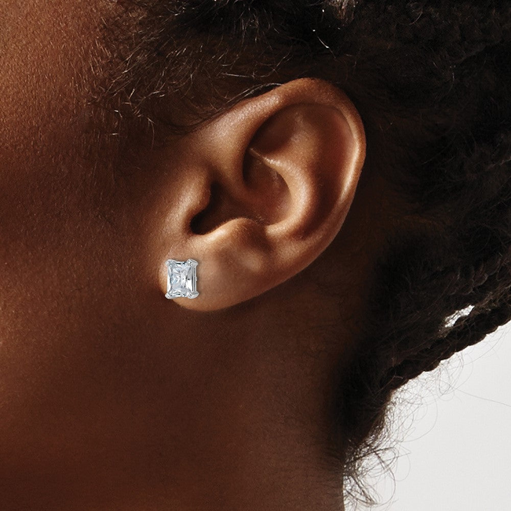 14kw 3ct Lab Grown Diamond VS/SI+ G+ Radiant Comp 4 Prong Stud Earrings