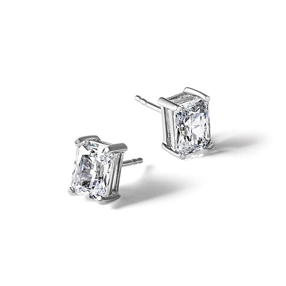 14kw 3ct Lab Grown Diamond VS/SI+ G+ Radiant Comp 4 Prong Stud Earrings
