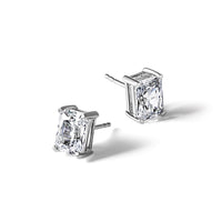 14kw 3ct Lab Grown Diamond VS/SI+ G+ Radiant Comp 4 Prong Stud Earrings