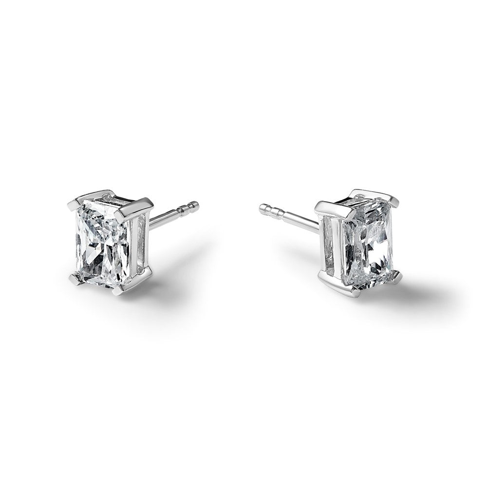 14kw 3ct Cert Lab Grown Dia VS+ F+ Radiant Comp 4 Prong Stud Earrings