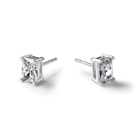 14kw 3ct Lab Grown Diamond VS+ F+ Radiant Comp 4 Prong Stud Earrings
