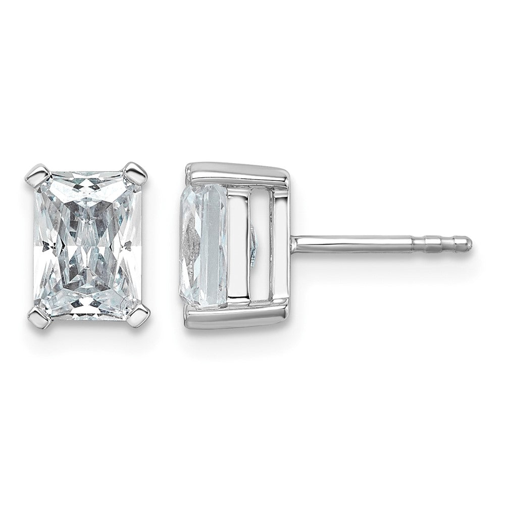 14kw 3ct Lab Grown Diamond VS/SI+ G+ Radiant Comp 4 Prong Stud Earrings