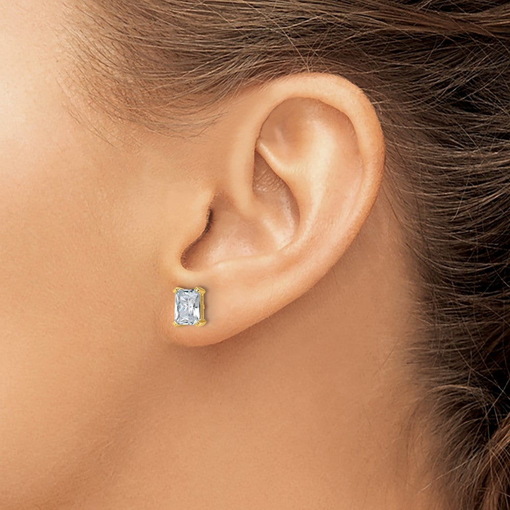 14ky 3ct Lab Grown Diamond VS+ F+ Radiant Comp 4 Prong Stud Earrings