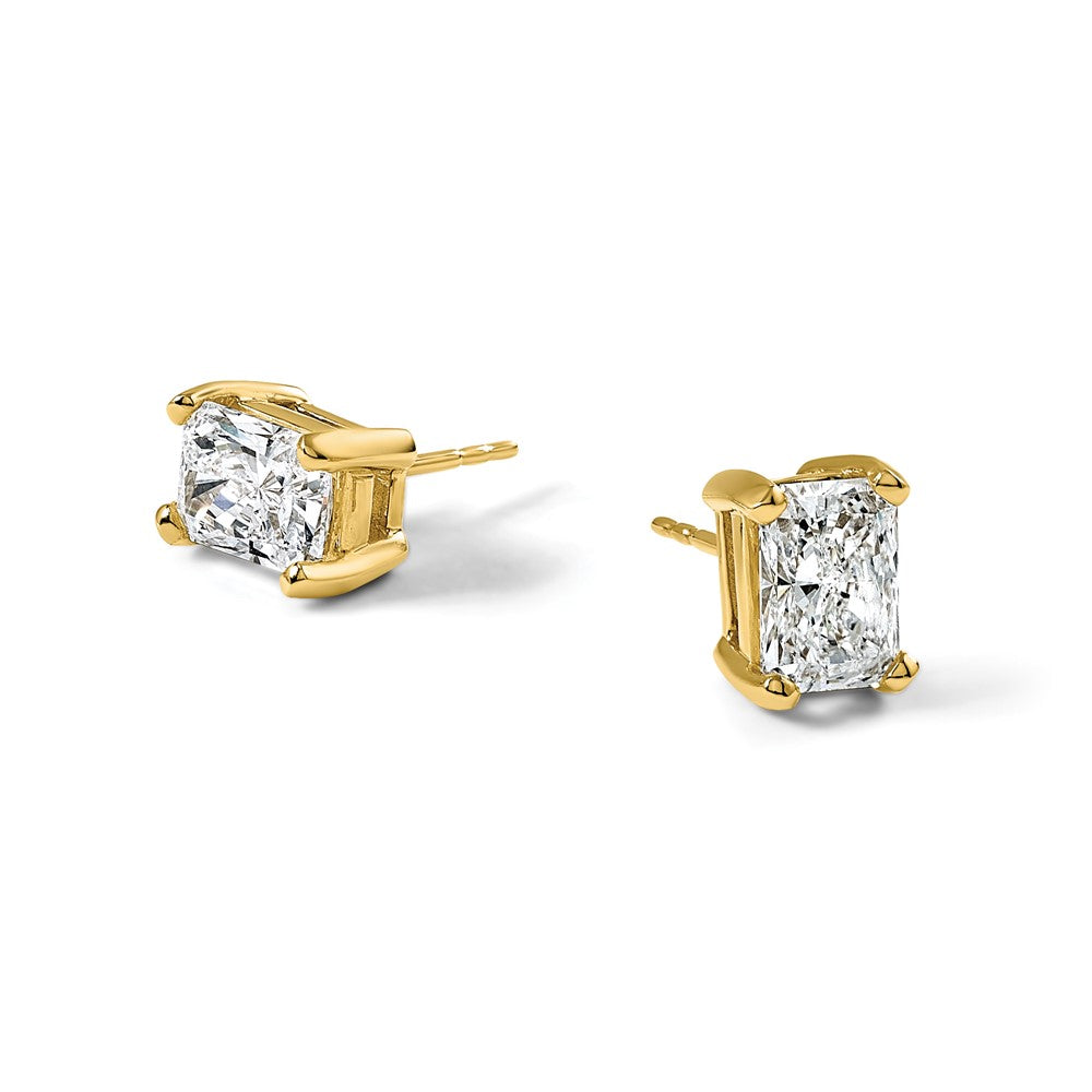 14ky 3ct Lab Grown Diamond VS+ F+ Radiant Comp 4 Prong Stud Earrings