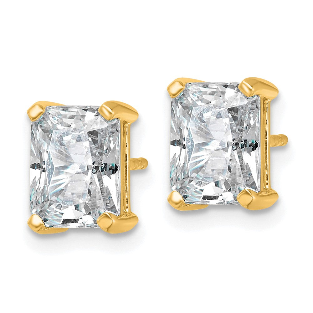 14ky 4ct Lab Grown Diamond VS+ F+ Radiant Comp 4 Prong Stud Earrings
