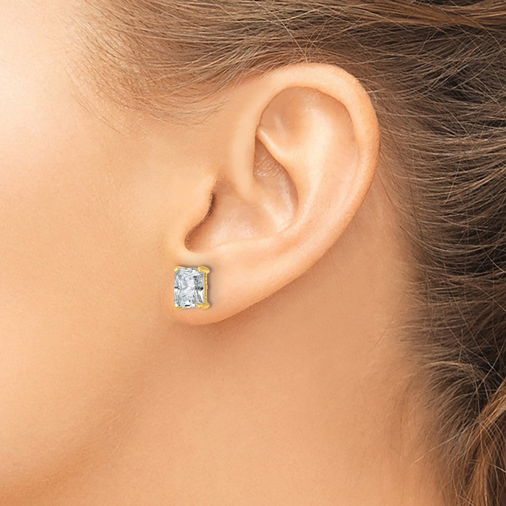 14ky 4ct Lab Grown Diamond VS+ F+ Radiant Comp 4 Prong Stud Earrings