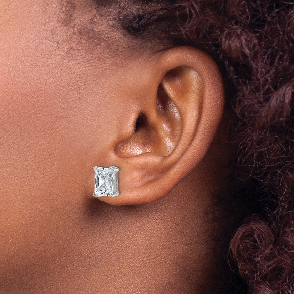 14kw 5ct Lab Grown Diamond VS/SI+ G+ Radiant Comp 4 Prong Stud Earrings