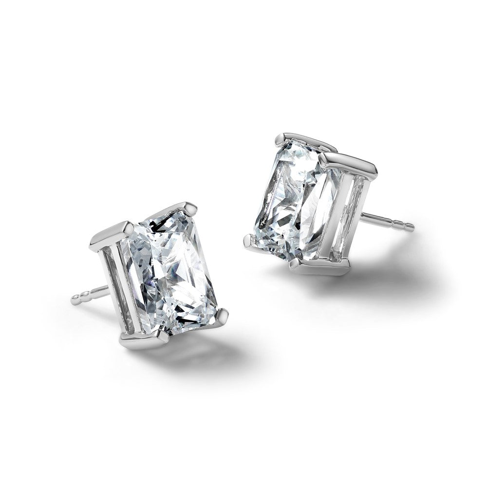 14kw 5ct Lab Grown Diamond VS+ F+ Radiant Comp 4 Prong Stud Earrings