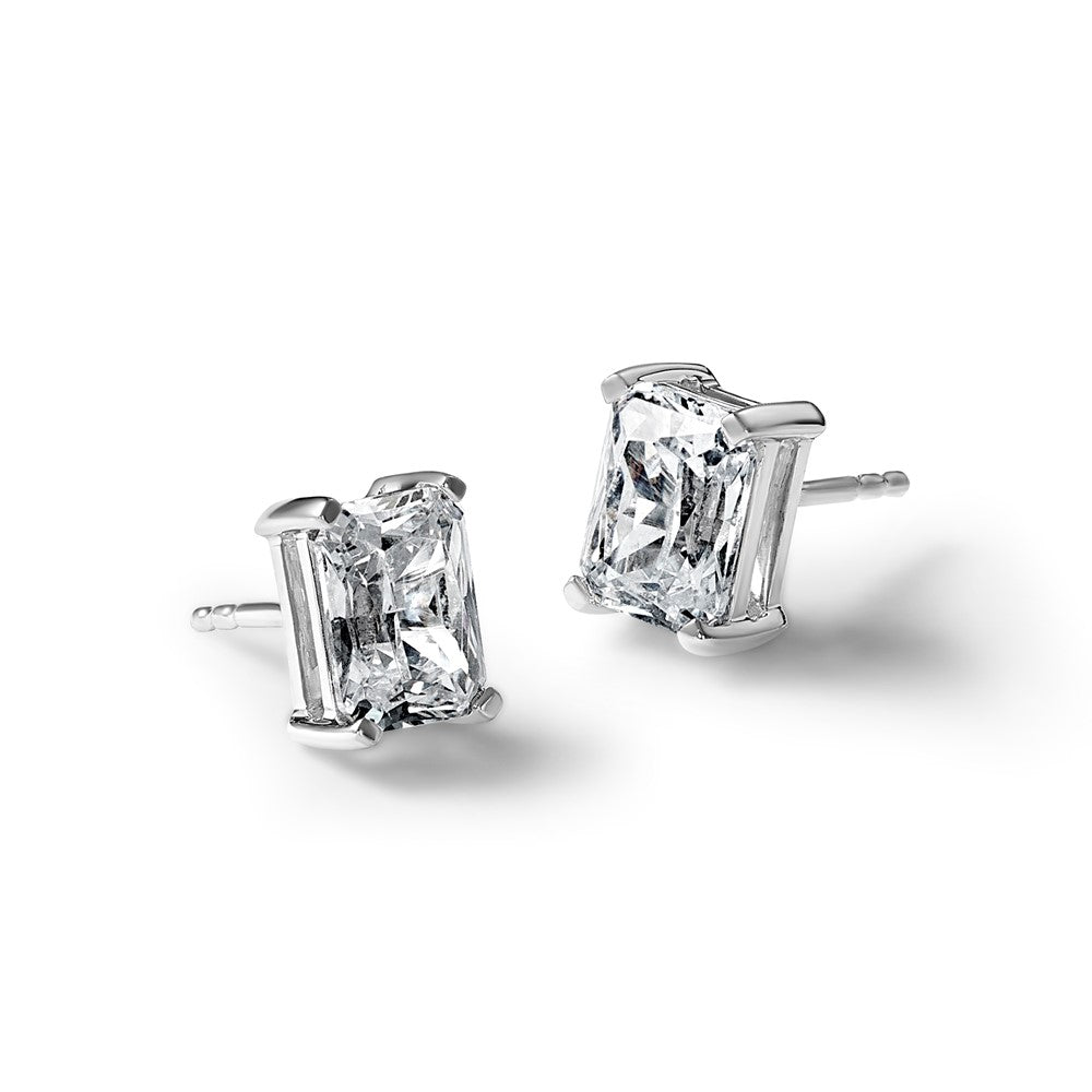 14kw 5ct Lab Grown Diamond VS+ F+ Radiant Comp 4 Prong Stud Earrings