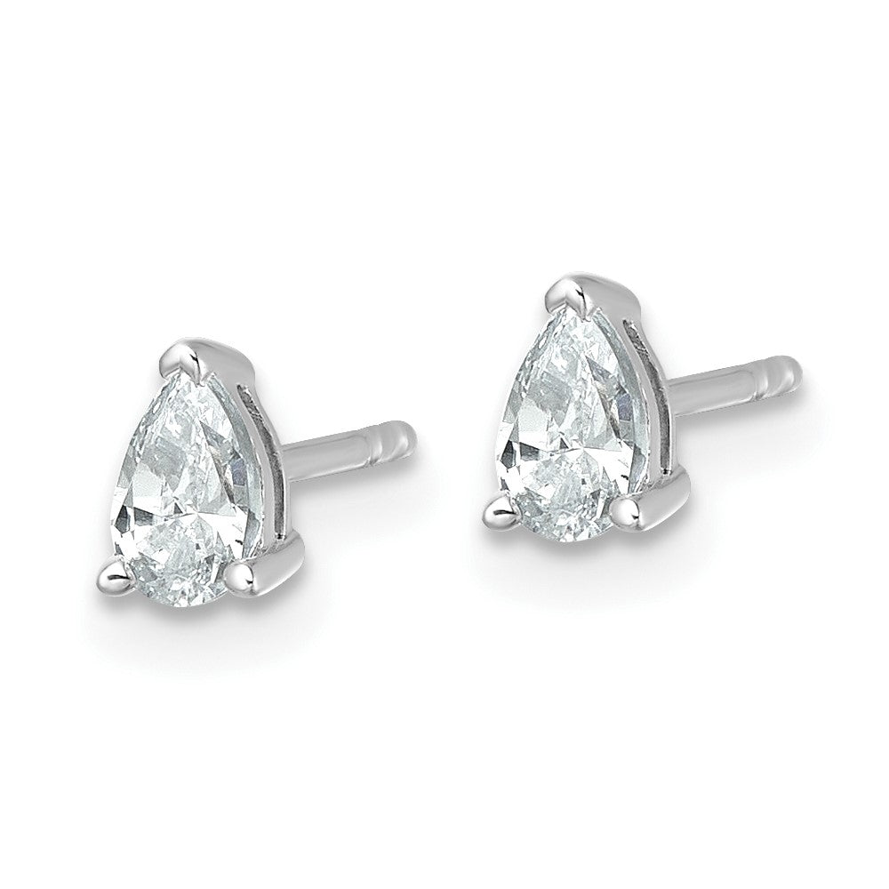 14kw 1/2ct Lab Grown Diamond VS+ F+ Comp Pear 3 Prong Stud Earrings