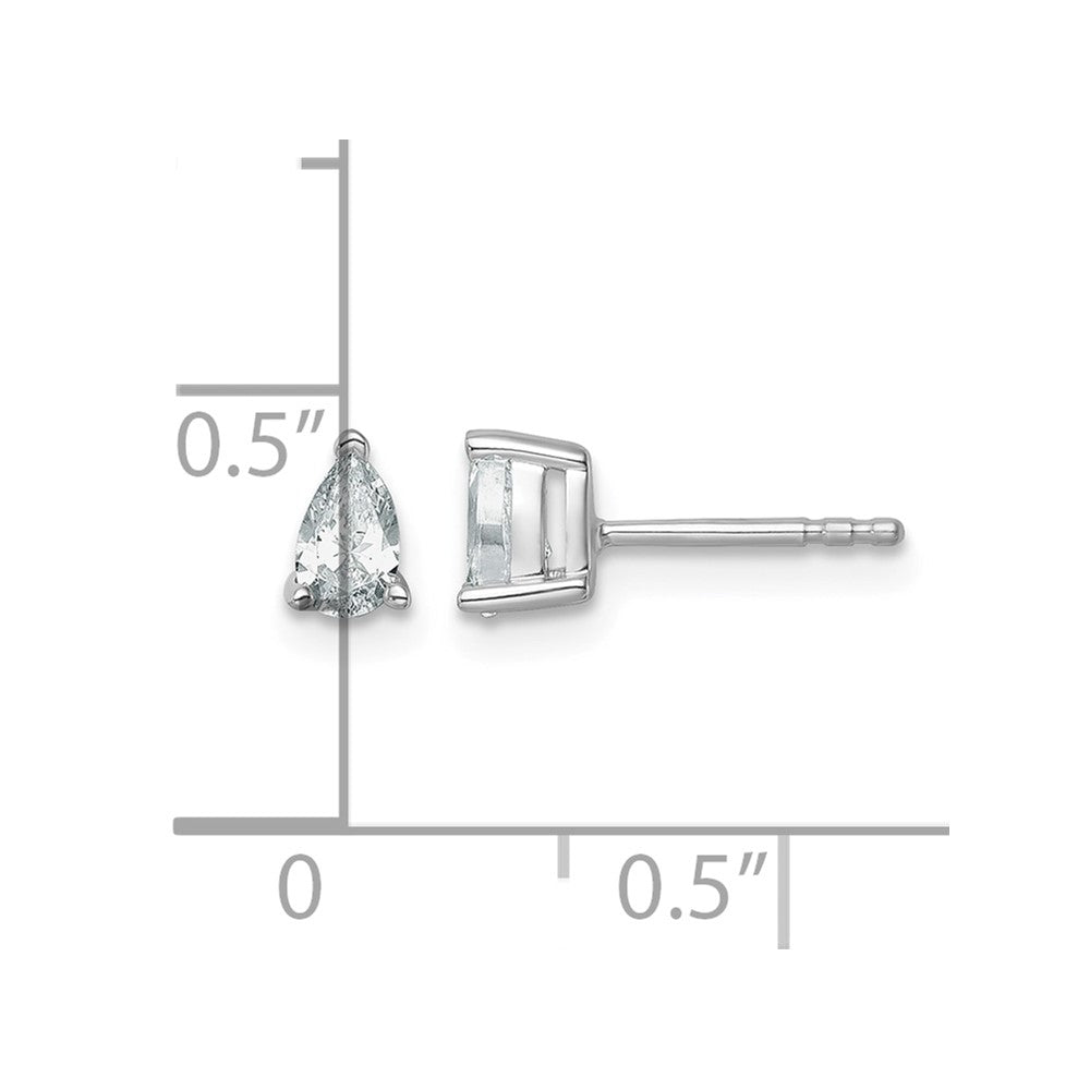 14kw 1/2ct Cert Lab Grown Diamond VS/SI+ G+ Pear 3 Prong Stud Earrings