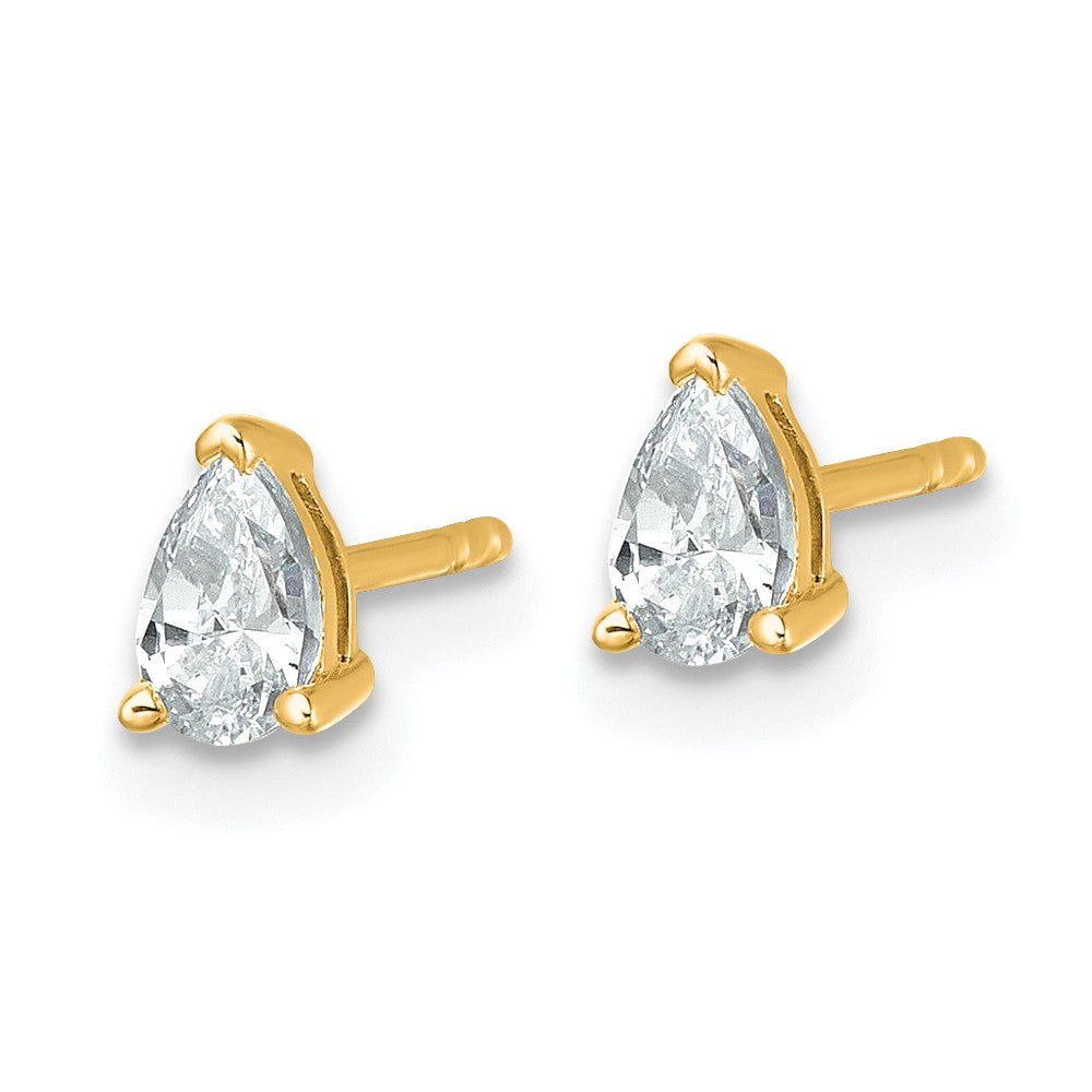 14ky 1/2ct Lab Grown Diamond VS/SI+ G+ Comp Pear 3 Prong Stud Earrings