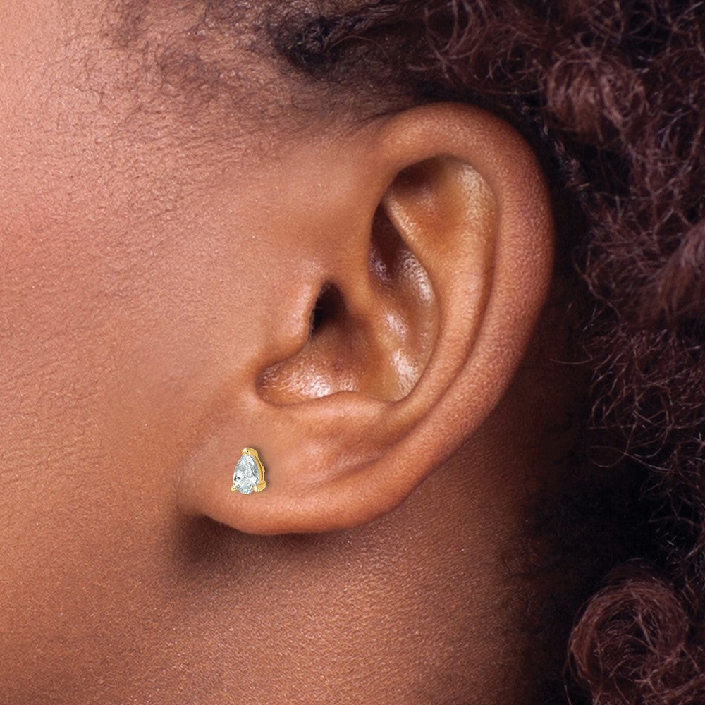 14ky 1/2ct Lab Grown Diamond VS/SI+ G+ Comp Pear 3 Prong Stud Earrings