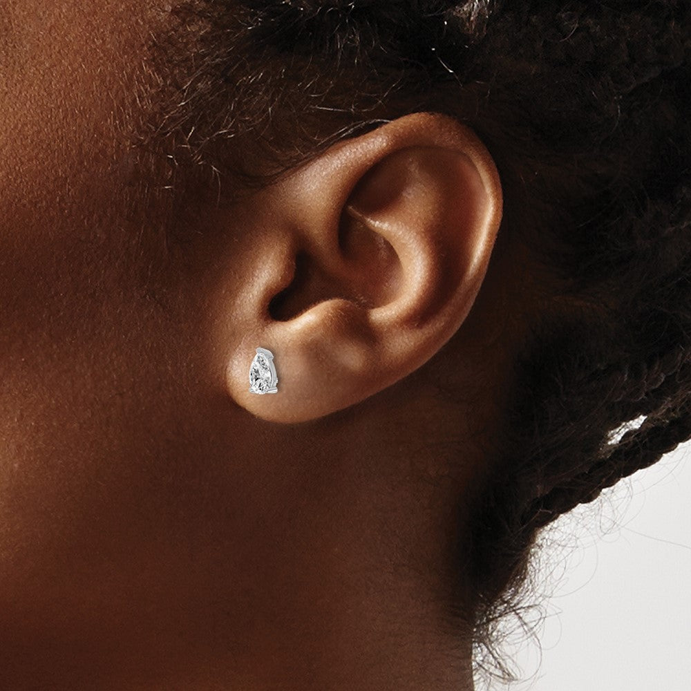 14kw 2/3 ctw Lab Grown Dia VS+ F+ Pear 4 Prong Hvy Wt Earring