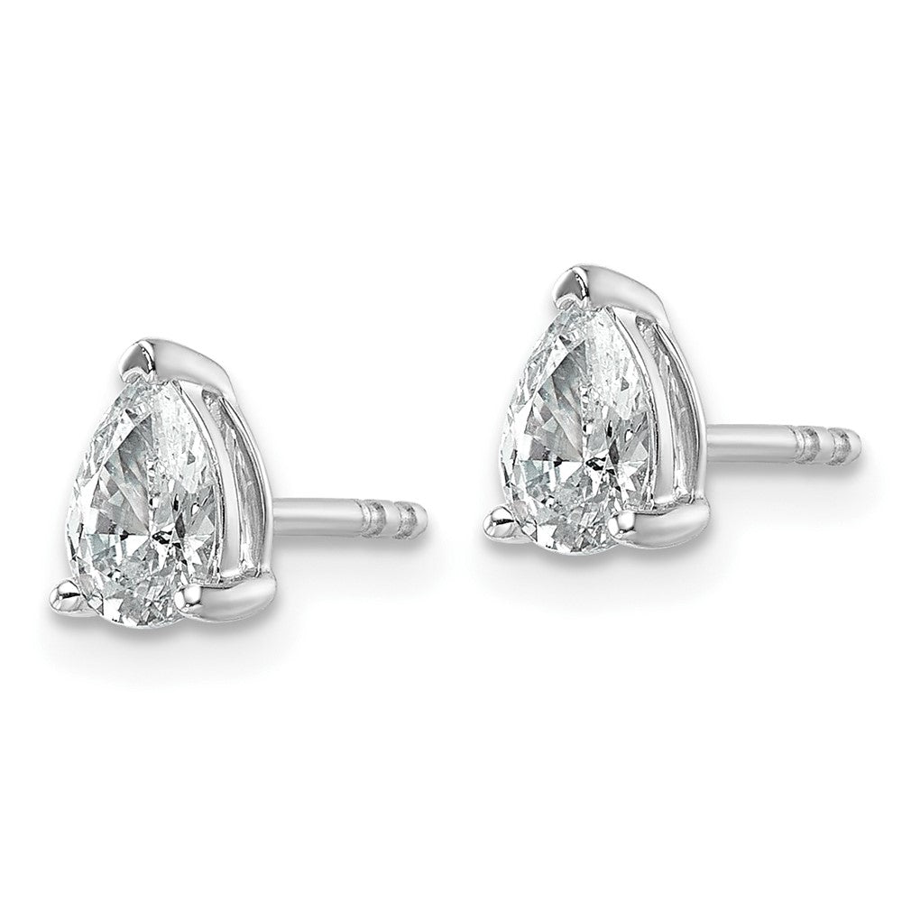 14kw 3/4ct Lab Grown Diamond VS+ F+ Comp Pear 3 Prong Stud Earrings