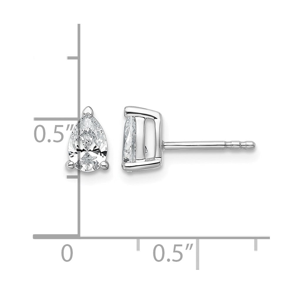 14kw 3/4ct Lab Grown Diamond VS/SI+ G+ Comp Pear 3 Prong Stud Earrings