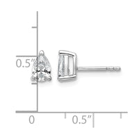 14kw 3/4ct Lab Grown Diamond VS+ F+ Comp Pear 3 Prong Stud Earrings