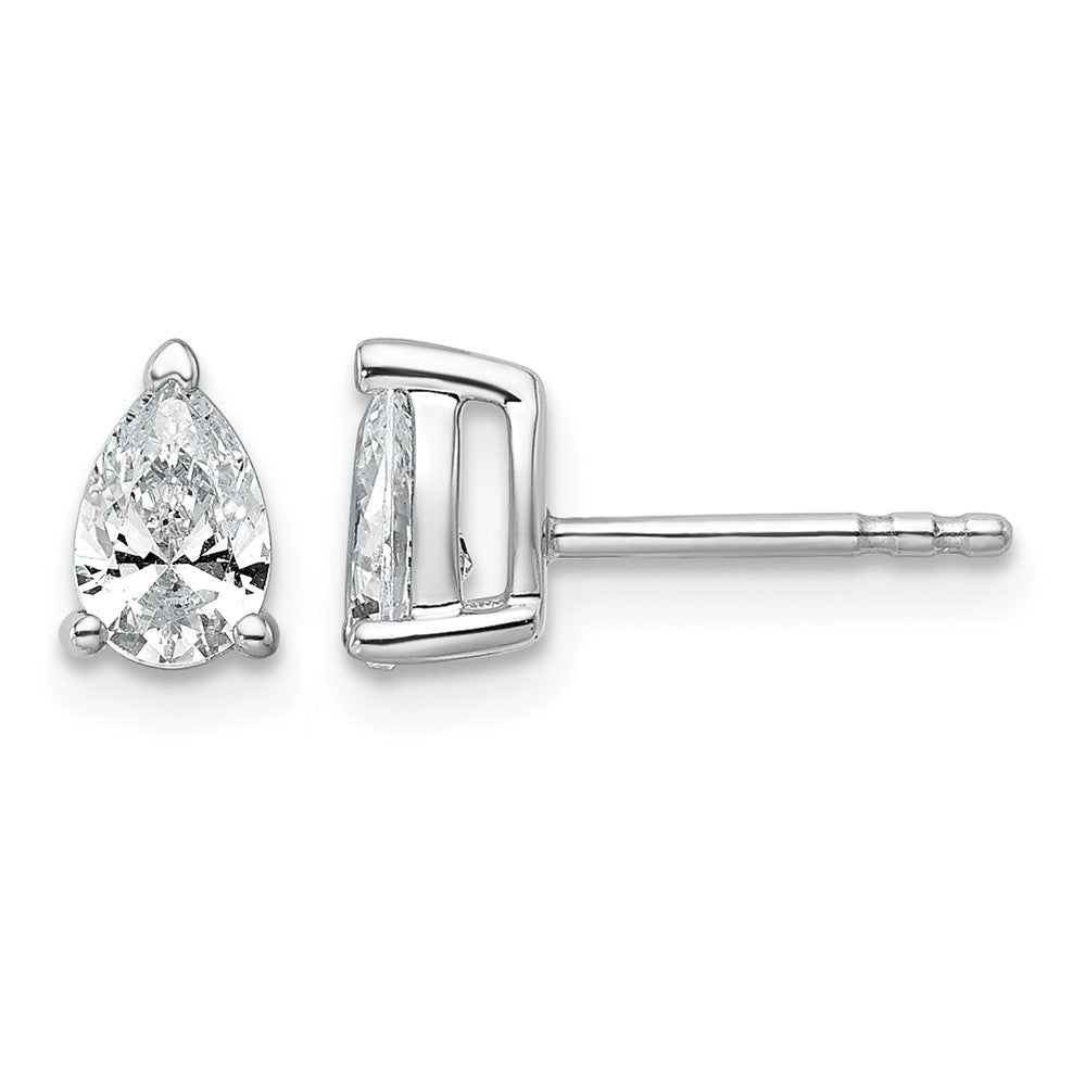 14kw 3/4ct Lab Grown Diamond VS/SI+ G+ Comp Pear 3 Prong Stud Earrings