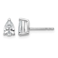 14kw 3/4ct Cert Lab Grown Diamond VS+ F+ Comp Pear 3 Prong Stud Earrings
