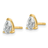 14ky 3/4ct Cert Lab Grown Diamond VS/SI+ G+ Comp Pear 3 Prong Stud Earrings