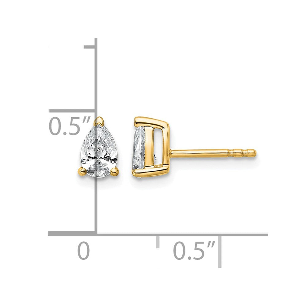 14ky 3/4ct Cert Lab Grown Diamond VS/SI+ G+ Comp Pear 3 Prong Stud Earrings