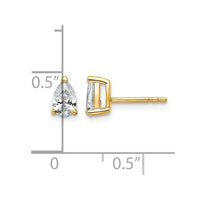 14ky 3/4ct Cert Lab Grown Diamond VS/SI+ G+ Comp Pear 3 Prong Stud Earrings