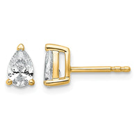 14ky 3/4ct Cert Lab Grown Diamond VS/SI+ G+ Comp Pear 3 Prong Stud Earrings