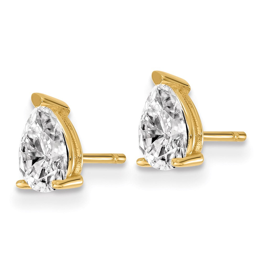 14ky 3/4 ctw Lab Grown Dia VS+ F+ Pear 4 Prong Hvy Wt Earring