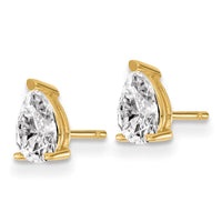 14ky 3/4 ctw Lab Grown Dia VS+ F+ Pear 4 Prong Hvy Wt Earring