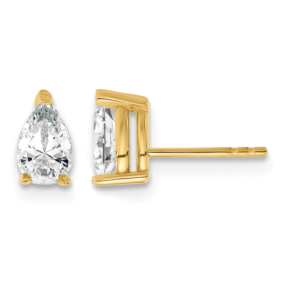 14ky 3/4 ctw Lab Grown Dia VS+ F+ Pear 4 Prong Hvy Wt Earring