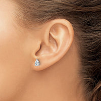 14kw 1ct Cert Lab Grown Diamond VS+ F+ Comp Pear 3 Prong Stud Earrings