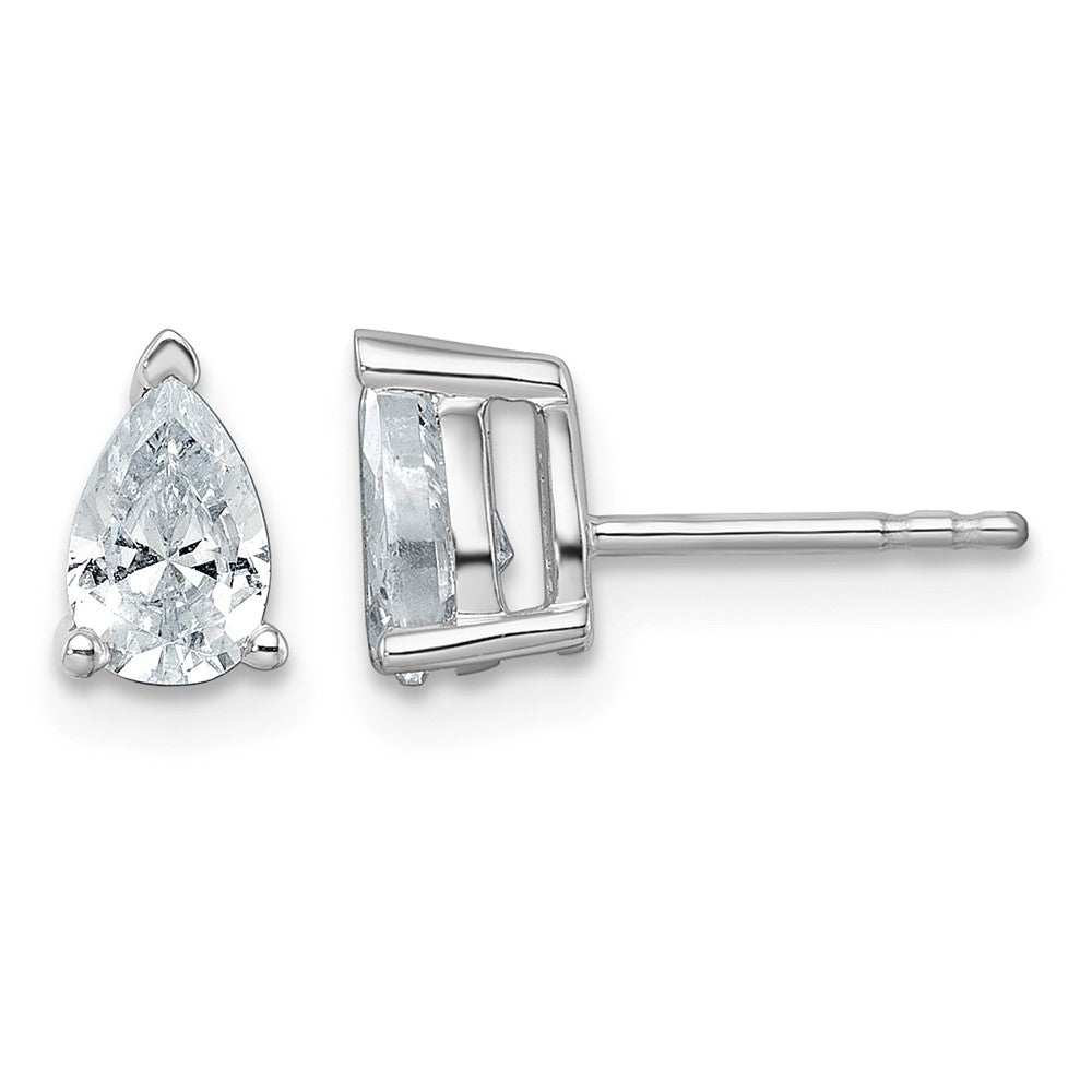 14kw 1ct Cert Lab Grown Diamond VS+ F+ Comp Pear 3 Prong Stud Earrings