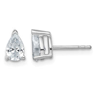 14kw 1ct Cert Lab Grown Diamond VS+ F+ Comp Pear 3 Prong Stud Earrings