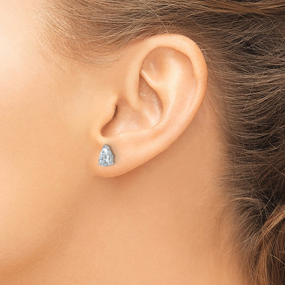 14kw 1 1/2ct Lab Grown Dia VS/SI+ G+ Comp Pear 3 Prong Stud Earrings