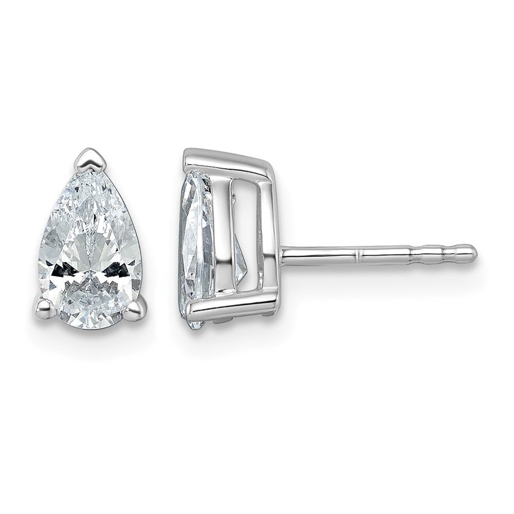 14kw 1 1/2ct Lab Grown Dia VS/SI+ G+ Comp Pear 3 Prong Stud Earrings