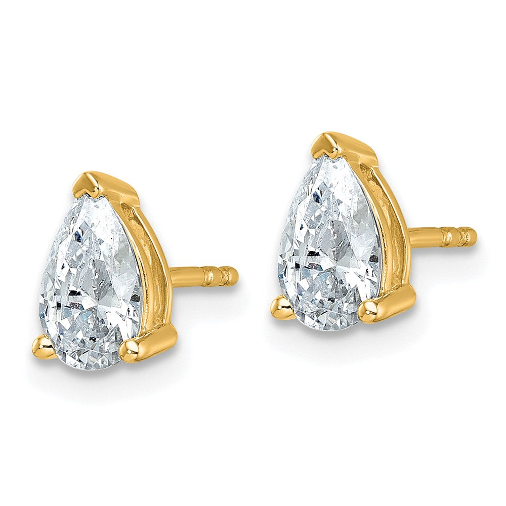 14ky 1 1/2ct Cert Lab Grown Diamond VS/SI+ G+ Pear 3 Prong Stud Earrings