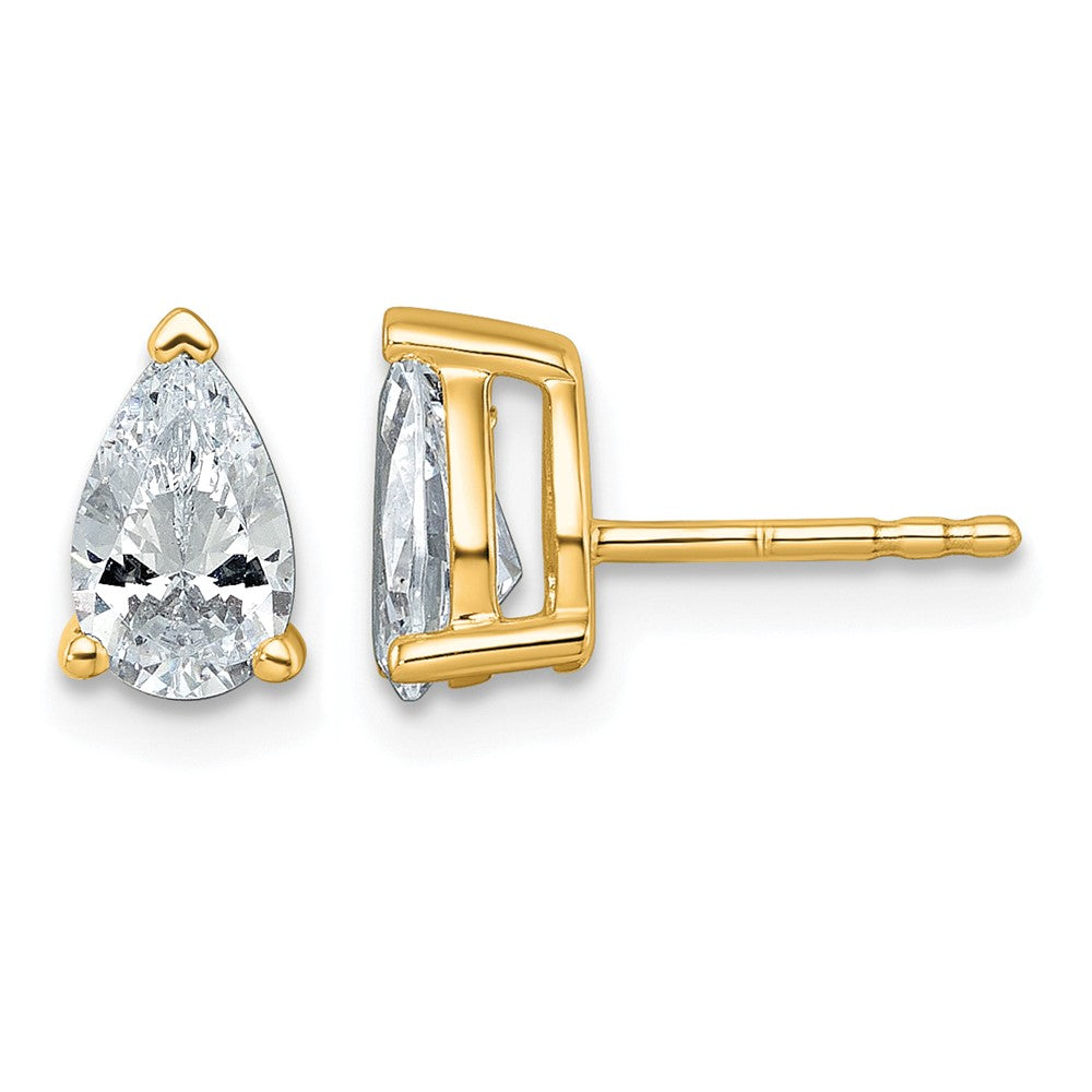 14ky 1 1/2ct Lab Grown Diamond VS+ F+ Comp Pear 3 Prong Stud Earrings