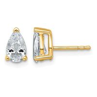 14ky 1 1/2ct Lab Grown Diamond VS+ F+ Comp Pear 3 Prong Stud Earrings