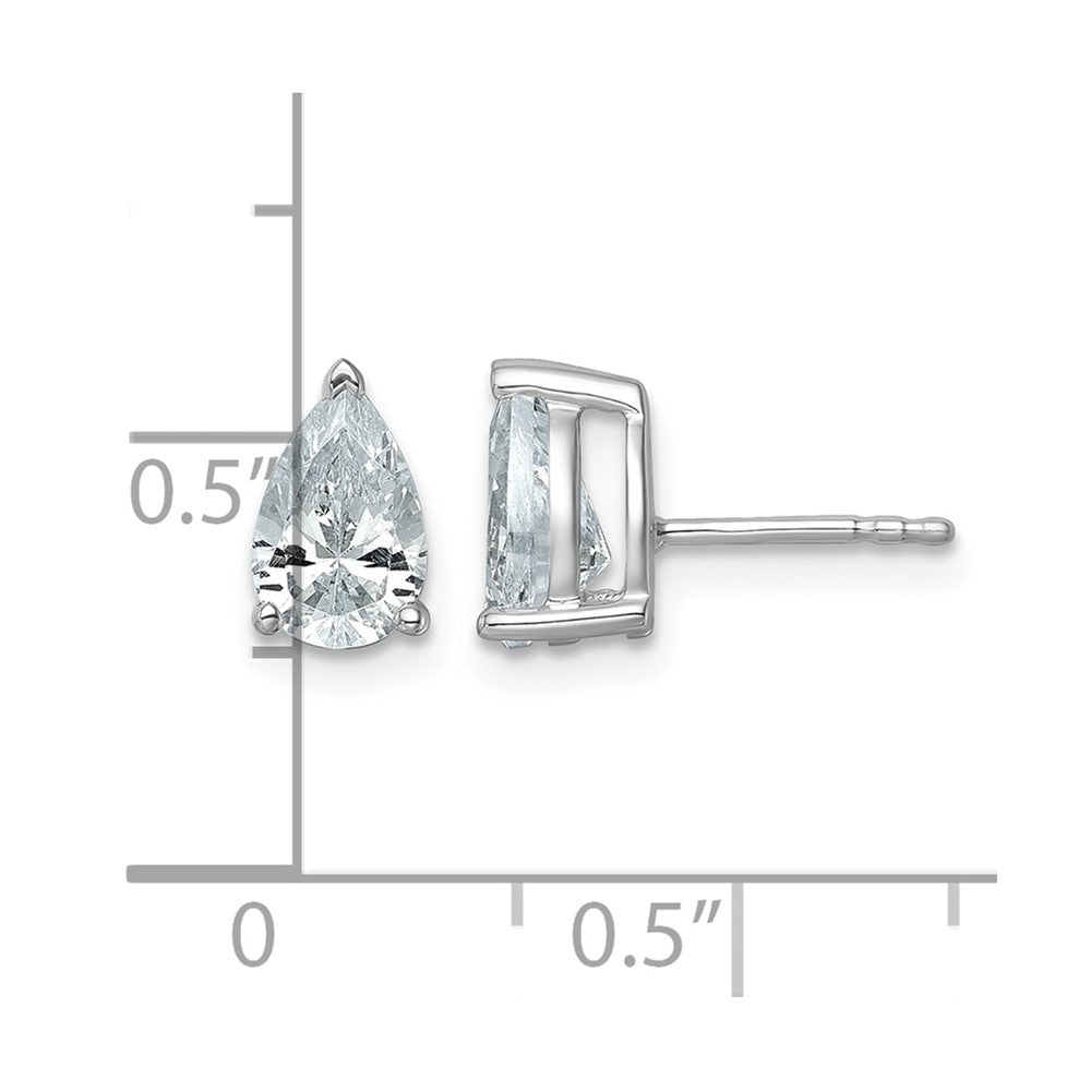 14kw 2ct Cert Lab Grown Dia VS/SI+ G+ Comp Pear 3 Prong Stud Earrings