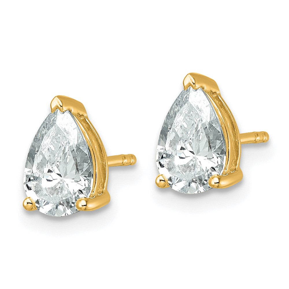14ky 2ct Cert Lab Grown Diamond VS+ F+ Comp Pear 3 Prong Stud Earrings